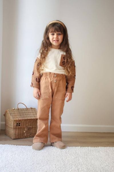 Örme Kol Denim Pantolon Takım - Kahve