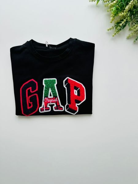 Punch Nakışlı Baskılı Tişört - Siyah