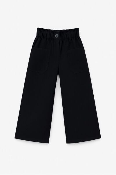 Beli Büzgülü Pantolon - Siyah