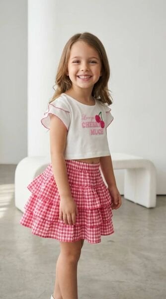 Asarkids La'ciel Paris Kiraz Pötikare Etekli 2'li Takım - Beyaz