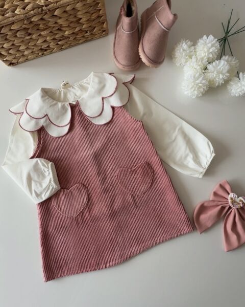 Asarkids Kadife Kalpli 2'li Jile Takım - Pembe