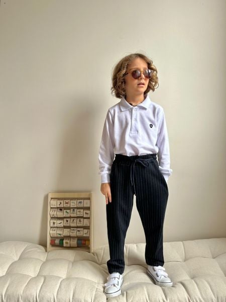 Dokuma Pantolon Takım 2'li Set - Beyaz ( 4/5 yaş 11/12 yaş)