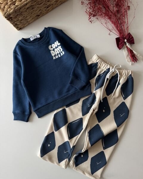 Cool Days Dama Desenli Takım - Lacivert