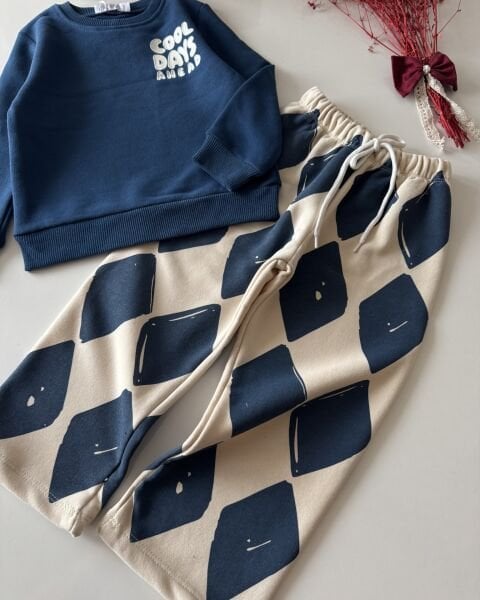 Cool Days Dama Desenli Takım - Lacivert