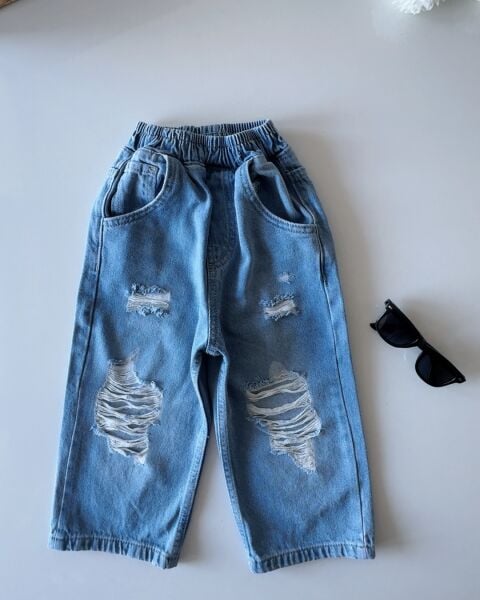 La'ciel Paris Yırtık Detaylı Denim Jean - Mavi