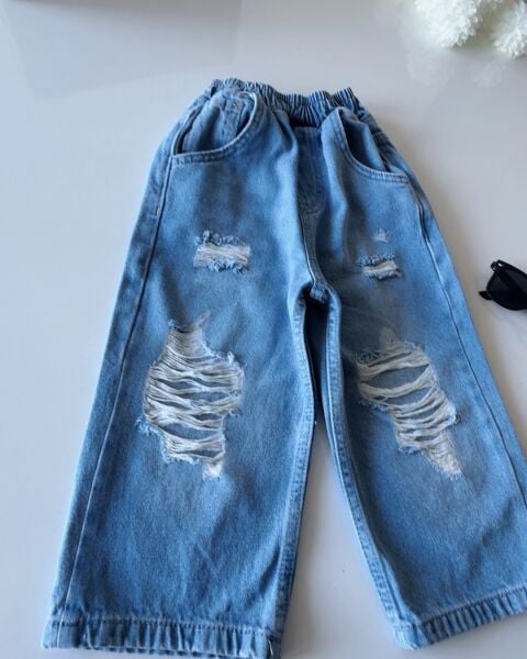 La'ciel Paris Yırtık Detaylı Denim Jean - Mavi