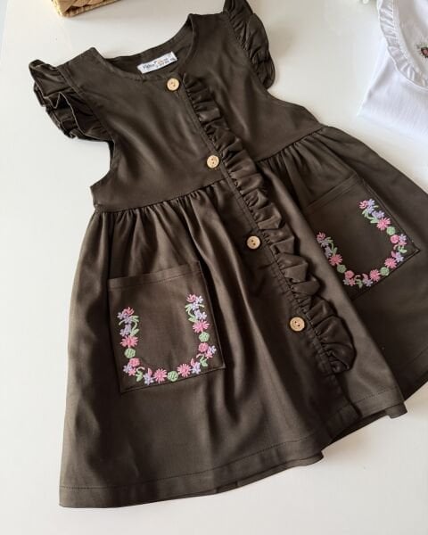 Asarkids Yaka Nakışlı Jile Gömlek Seti - Koyu Yeşil