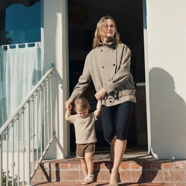 Asarkids La'ciel Paris Gofre Şortlu 2'li Set - Kahve Krem