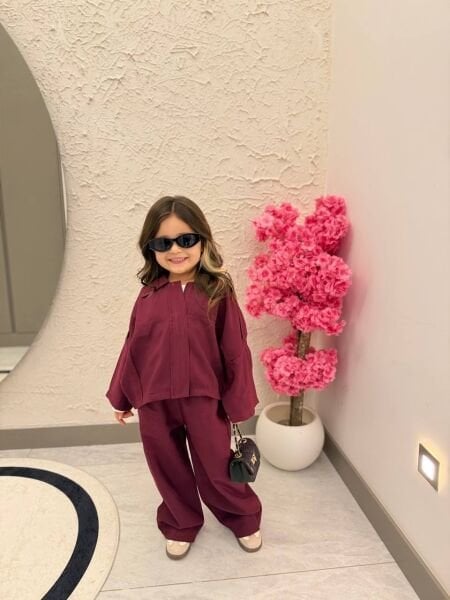 Asar Kids Özel Seri Dokuma Ceket Pantolon 2'li Takım - Bordo