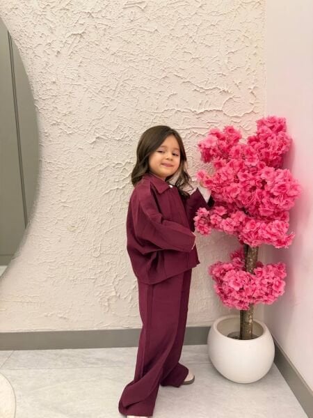 Asar Kids Özel Seri Dokuma Ceket Pantolon 2'li Takım - Bordo