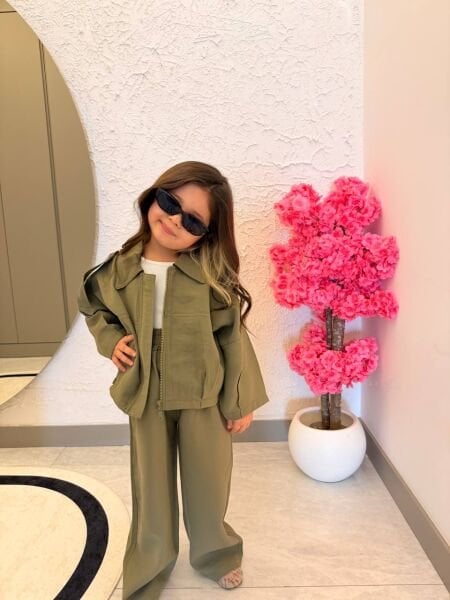 Asar Kids Özel Seri Dokuma Ceket Pantolon 2'li Takım - Yeşil