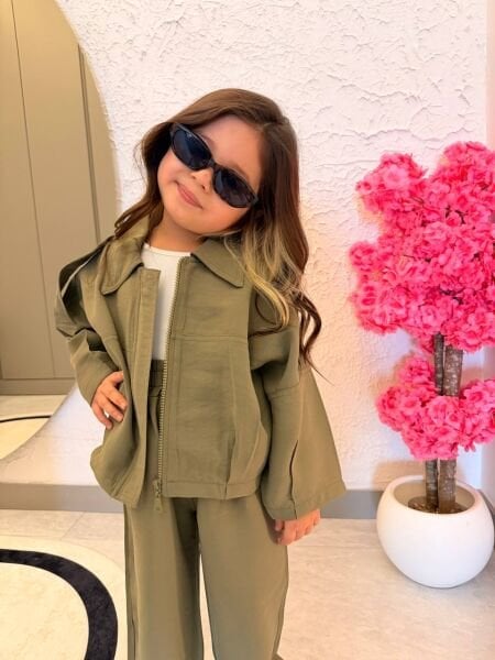 Asar Kids Özel Seri Dokuma Ceket Pantolon 2'li Takım - Yeşil