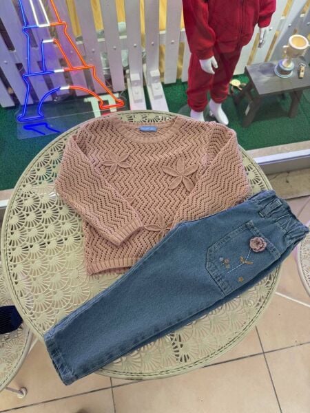 La'ciel Paris Triko Denim Jean Takım - Pembe