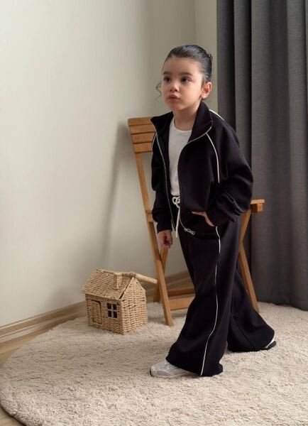 Fermuarlı Modal Kumaş 2'li  Takım - Siyah