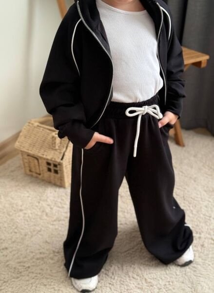 Fermuarlı Modal Kumaş 2'li  Takım - Siyah