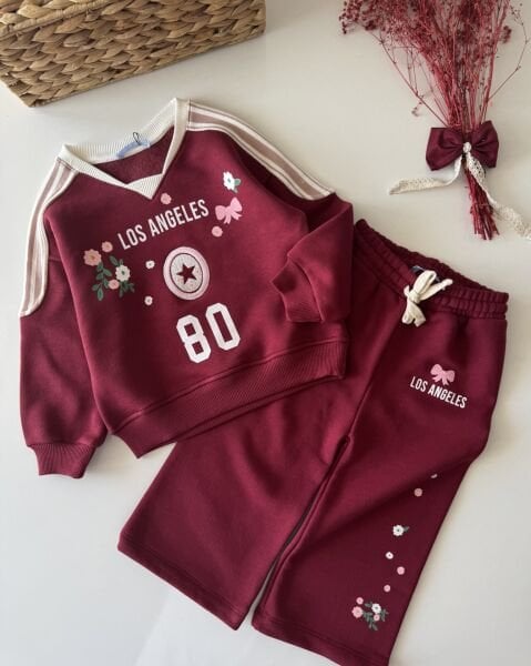 La'ciel Paris Nakışlı Los Angeles Takım - Bordo