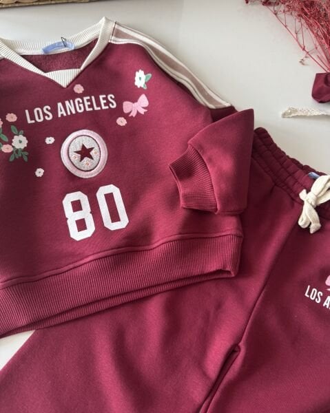 La'ciel Paris Nakışlı Los Angeles Takım - Bordo