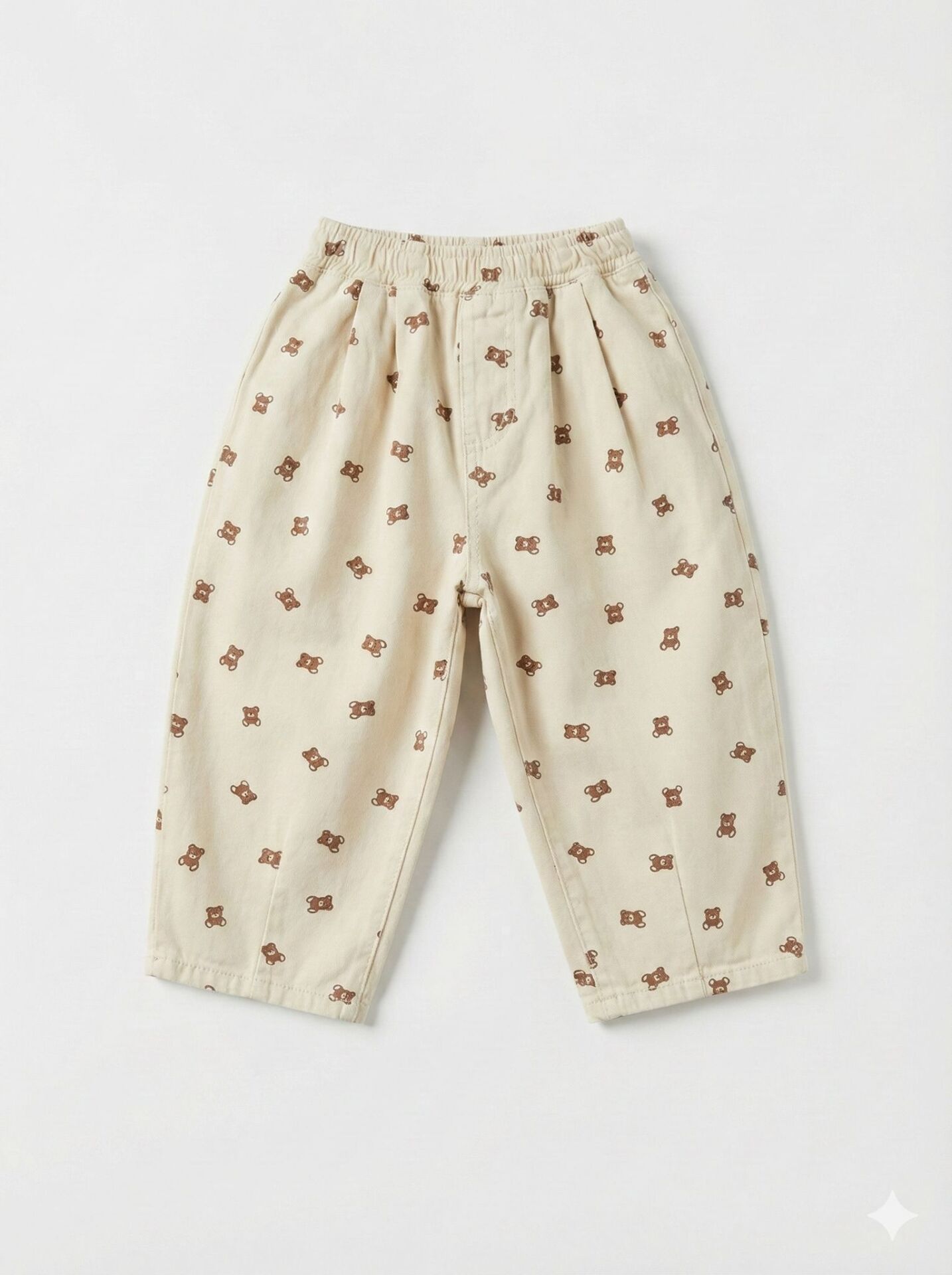 La'ciel Paris Ayıcık Baskılı Denim Balon Jean - Bej