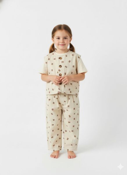 La'ciel Paris Ayıcık Baskılı Denim Balon Jean - Bej