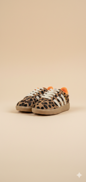 Asarkids 3 Çizgili Leopar Desenli Ayakkabı - Kahve Leopar