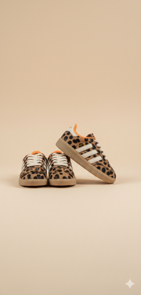 Asarkids 3 Çizgili Leopar Desenli Ayakkabı - Kahve Leopar