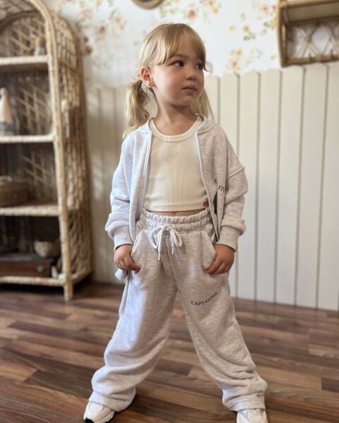 Fermuarlı 2’li Basic Lina Takım - Gri