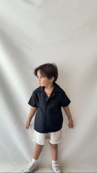 Asarkids Keten Gömlekli 2'li Set - Siyah