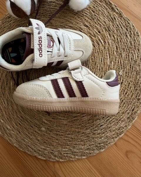 Asarkids 3 Çizgili Spor Ayakkabı - Krem Bordo