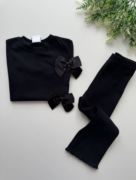 Kurdela Detaylı Taytlı Alara Takım - Siyah