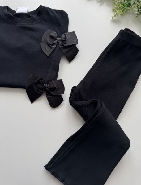 Kurdela Detaylı Taytlı Alara Takım - Siyah