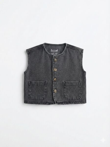 La'ciel Paris Denim Yelek - Füme