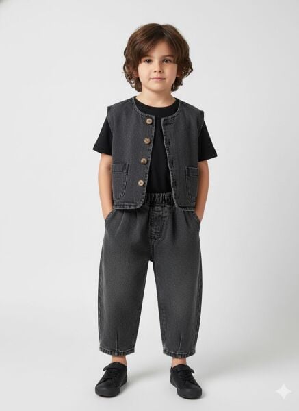 La'ciel Paris Denim Yelek - Füme