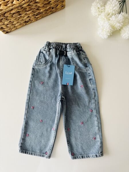 La'ciel Paris Fiyonk Nakışlı Pantolon - Mavi