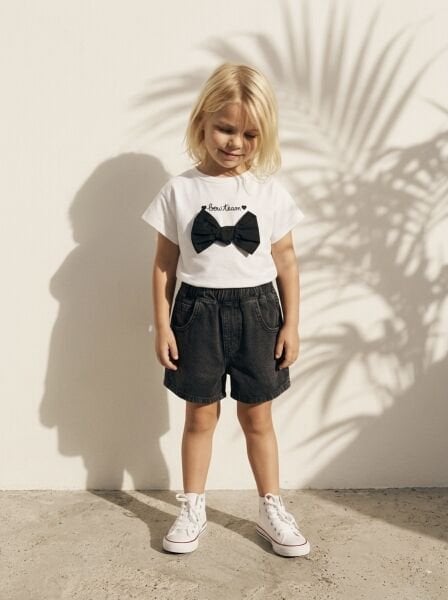 Asarkids La'ciel Paris  Fiyonk Aplikeli Tişört - Beyaz