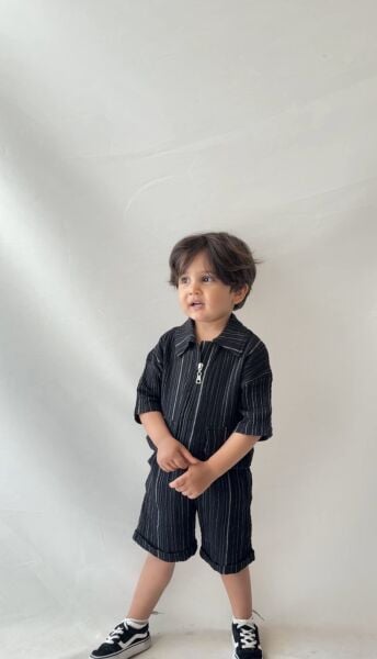 Asarkids Müslin Fermuarlı 2'li Takım - Siyah