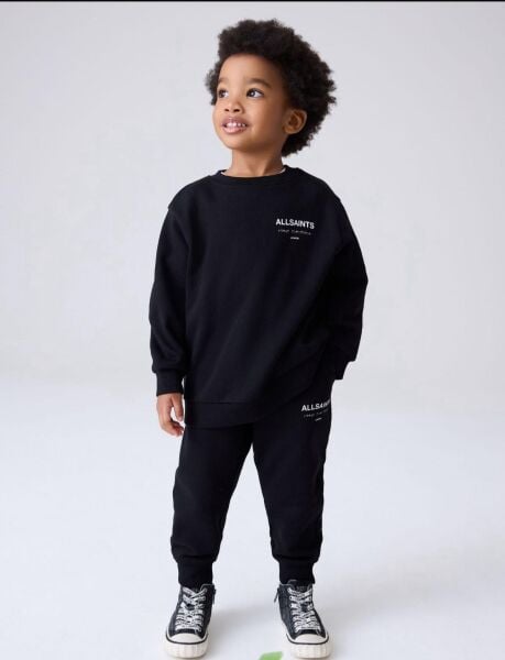 Kore Yazı Sloganlı Basic Eşofman Takımı - Siyah