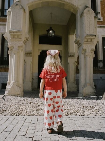 Asarkids Kalp Baskılı Balon Pantolon Tişört 2’li Set - Kırmızı Beyaz