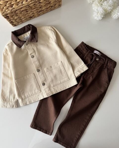 Asar Kids Ceket Pantolon 2'li Set - Ceketi Krem