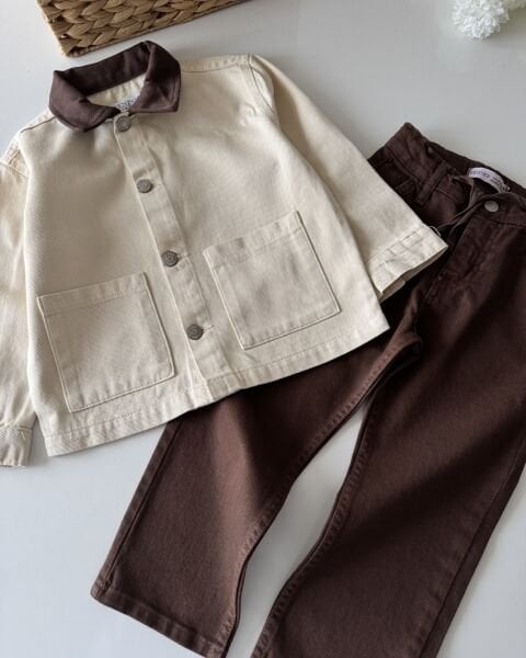 Asar Kids Ceket Pantolon 2'li Set - Ceketi Krem