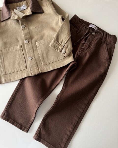 Asar Kids Ceket Pantolon 2'li Set - Ceketi Kahve