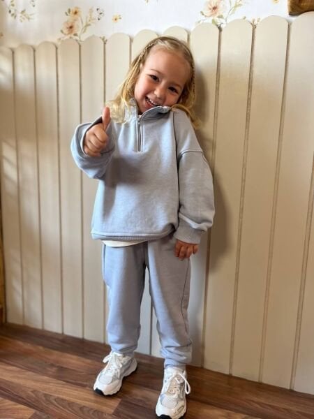 Önü Fermuarlı 2’li Takım - Gri