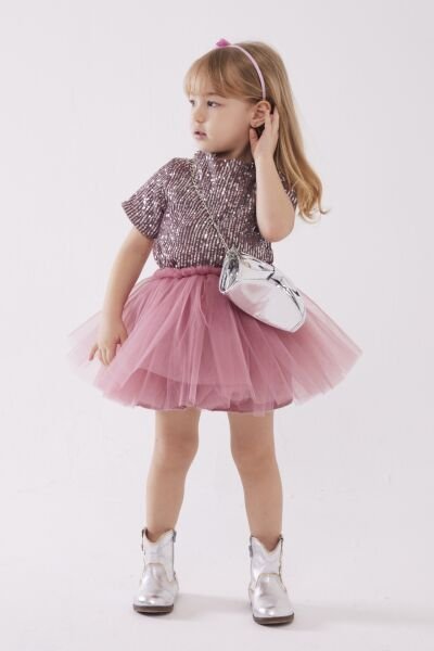 Asarkids Pul Payet Tütü Etekli Takım - Pembe