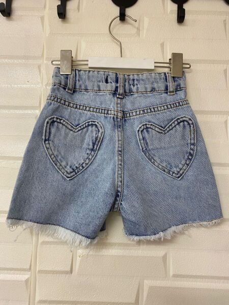 Denim Düğmeli Duru Şort - Mavi