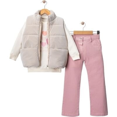 Şişme Yelekli 3'lü Set - Pembe Pantolonlu