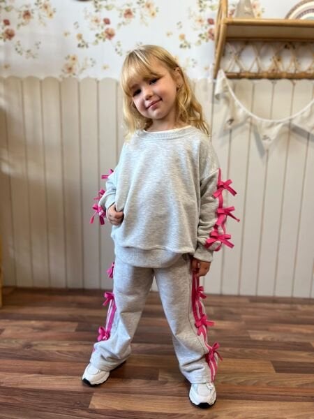 Fiyonk Detaylı Eşofman Takımı - Gri