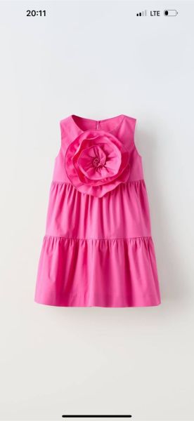 Gül Aplikeli Gülçe Elbise - Pembe