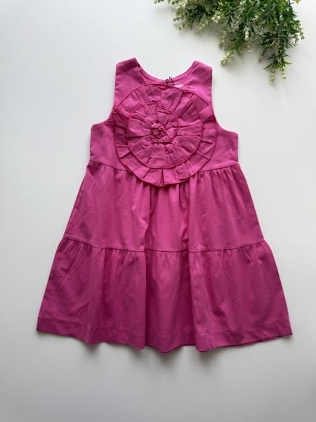 Gül Aplikeli Gülçe Elbise - Pembe