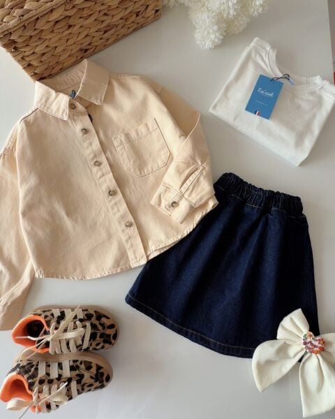 Asarkids La'ciel Paris Beli Lastikli Etek - Koyu Mavi