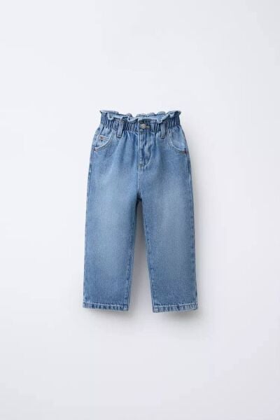 Kalp Baskılı Denim Pantolon - Mavi