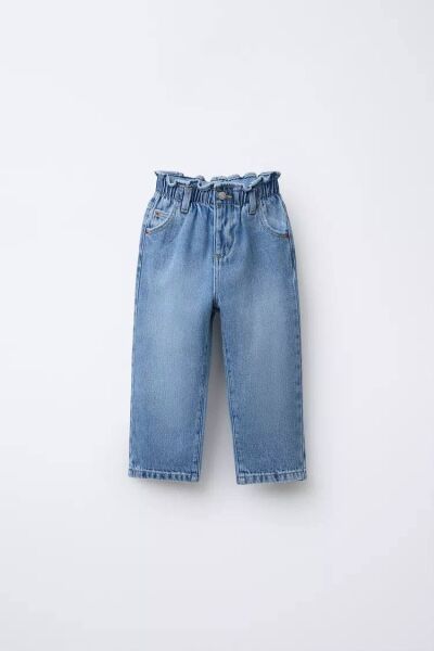 Kalp Baskılı Denim Pantolon - Mavi